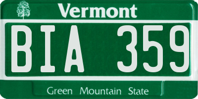 VT license plate BIA359