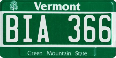 VT license plate BIA366