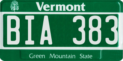 VT license plate BIA383
