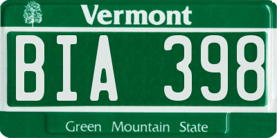 VT license plate BIA398