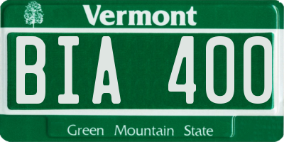 VT license plate BIA400