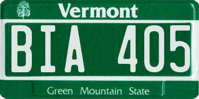 VT license plate BIA405