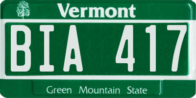 VT license plate BIA417