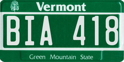 VT license plate BIA418