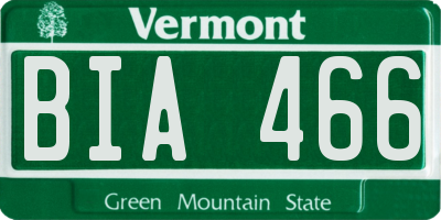 VT license plate BIA466