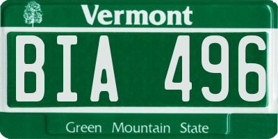 VT license plate BIA496