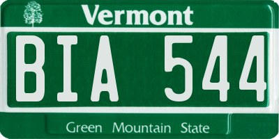 VT license plate BIA544