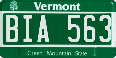 VT license plate BIA563