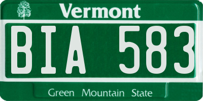 VT license plate BIA583