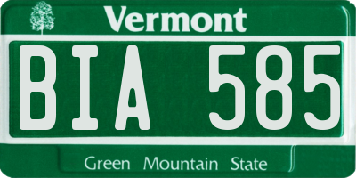 VT license plate BIA585