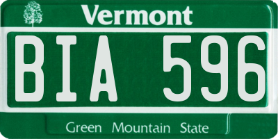 VT license plate BIA596