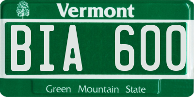 VT license plate BIA600