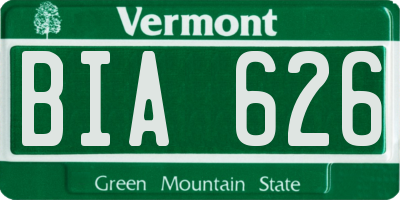 VT license plate BIA626
