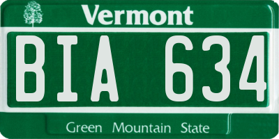 VT license plate BIA634