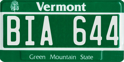 VT license plate BIA644