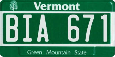 VT license plate BIA671