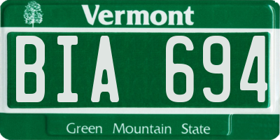 VT license plate BIA694