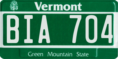 VT license plate BIA704