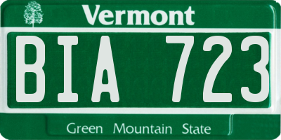 VT license plate BIA723
