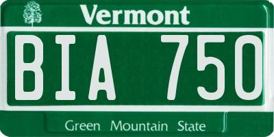 VT license plate BIA750