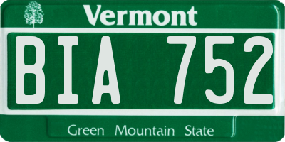 VT license plate BIA752