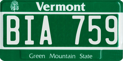VT license plate BIA759
