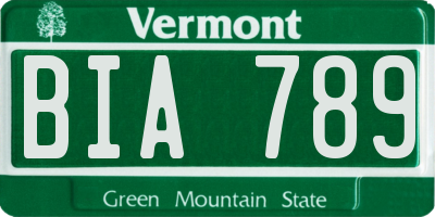 VT license plate BIA789