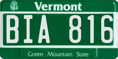 VT license plate BIA816