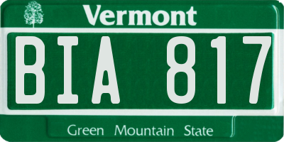 VT license plate BIA817