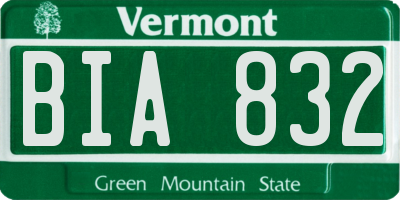 VT license plate BIA832