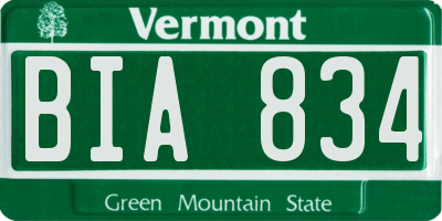 VT license plate BIA834