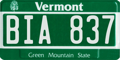 VT license plate BIA837
