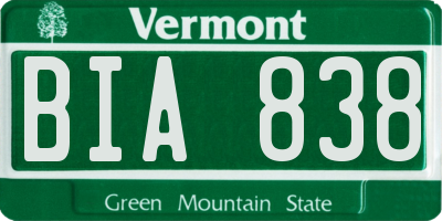 VT license plate BIA838