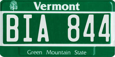 VT license plate BIA844