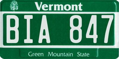 VT license plate BIA847
