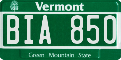VT license plate BIA850