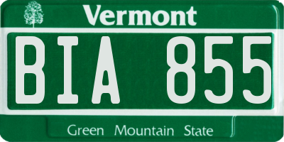 VT license plate BIA855