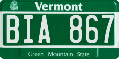 VT license plate BIA867