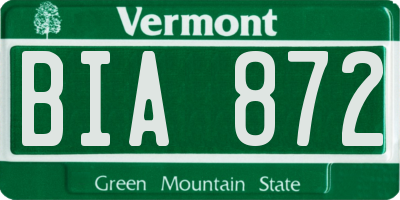 VT license plate BIA872