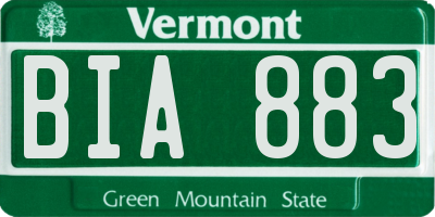 VT license plate BIA883