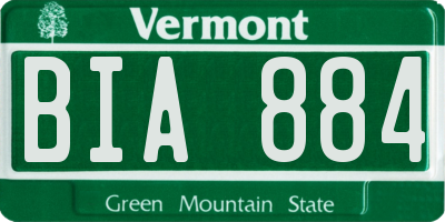 VT license plate BIA884