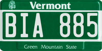 VT license plate BIA885