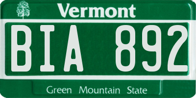 VT license plate BIA892