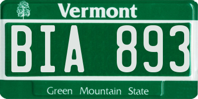 VT license plate BIA893