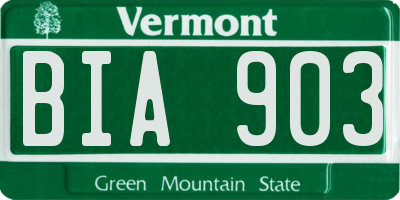 VT license plate BIA903