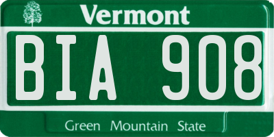 VT license plate BIA908