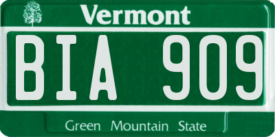 VT license plate BIA909