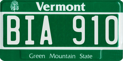 VT license plate BIA910
