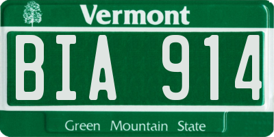 VT license plate BIA914