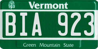 VT license plate BIA923